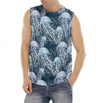 Watercolor Jellyfish Pattern Print Men's Fitness Tank Top