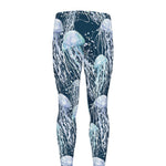 Watercolor Jellyfish Pattern Print Men's leggings