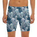 Watercolor Jellyfish Pattern Print Men's Long Boxer Briefs