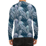 Watercolor Jellyfish Pattern Print Men's Long Sleeve Rash Guard