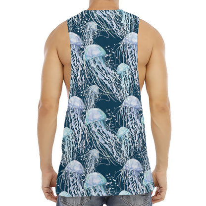 Watercolor Jellyfish Pattern Print Men's Muscle Tank Top