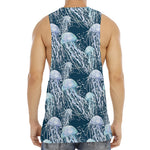 Watercolor Jellyfish Pattern Print Men's Muscle Tank Top