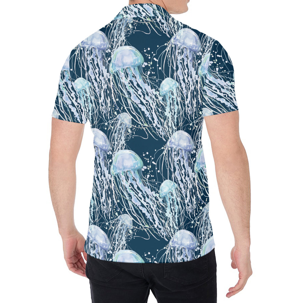 Watercolor Jellyfish Pattern Print Men's Shirt