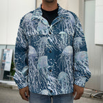 Watercolor Jellyfish Pattern Print Men's Shirt Jacket