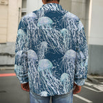 Watercolor Jellyfish Pattern Print Men's Shirt Jacket