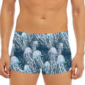 Watercolor Jellyfish Pattern Print Men's Short Boxer Briefs