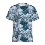 Watercolor Jellyfish Pattern Print Men's Sports T-Shirt