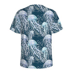Watercolor Jellyfish Pattern Print Men's Sports T-Shirt