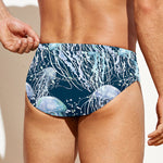 Watercolor Jellyfish Pattern Print Men's Swim Briefs