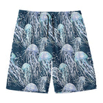 Watercolor Jellyfish Pattern Print Men's Swim Trunks