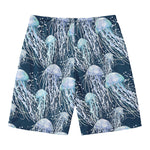 Watercolor Jellyfish Pattern Print Men's Swim Trunks
