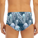Watercolor Jellyfish Pattern Print Men's Triangle Swim Briefs