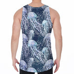 Watercolor Jellyfish Pattern Print Men's Velvet Tank Top