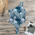 Watercolor Jellyfish Pattern Print One Shoulder Bodysuit