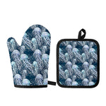 Watercolor Jellyfish Pattern Print Oven Mitt And Pot Holder Set