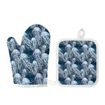 Watercolor Jellyfish Pattern Print Oven Mitt And Pot Holder Set