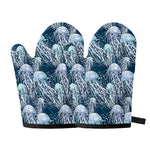 Watercolor Jellyfish Pattern Print Oven Mitts