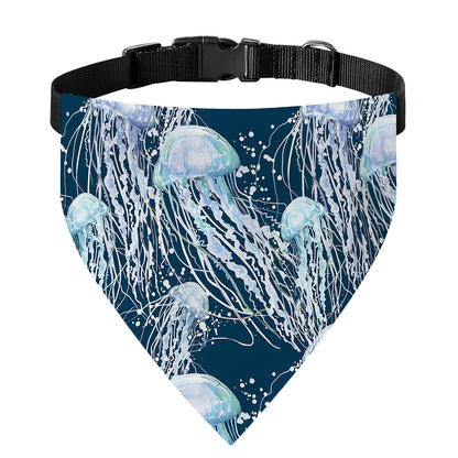 Watercolor Jellyfish Pattern Print Over The Collar Dog Bandana