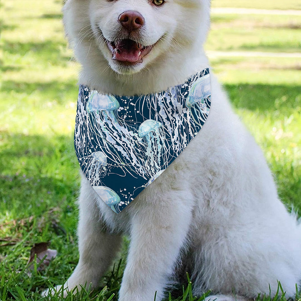 Watercolor Jellyfish Pattern Print Over The Collar Dog Bandana