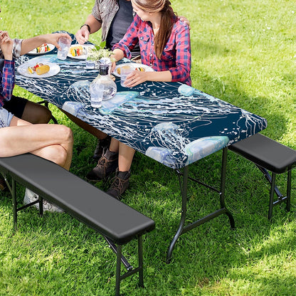 Watercolor Jellyfish Pattern Print Picnic Table Cover