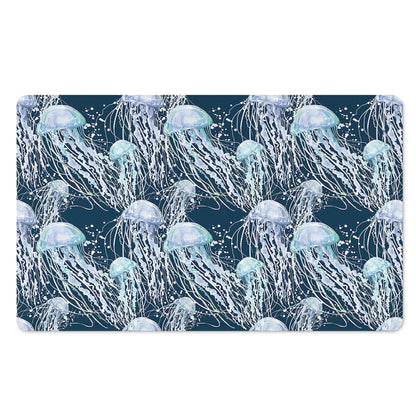 Watercolor Jellyfish Pattern Print Polyester Doormat