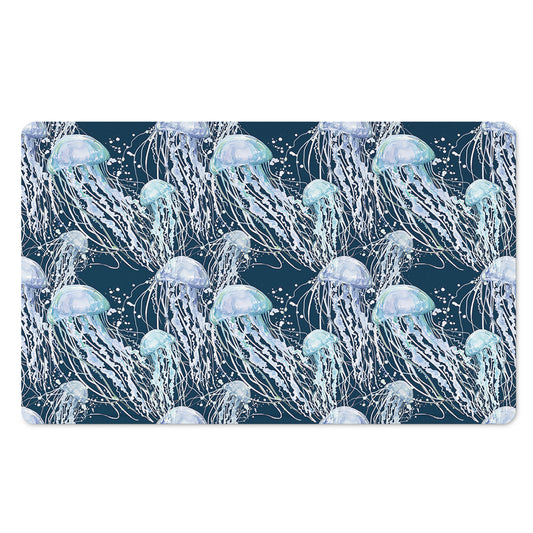 Watercolor Jellyfish Pattern Print Polyester Doormat