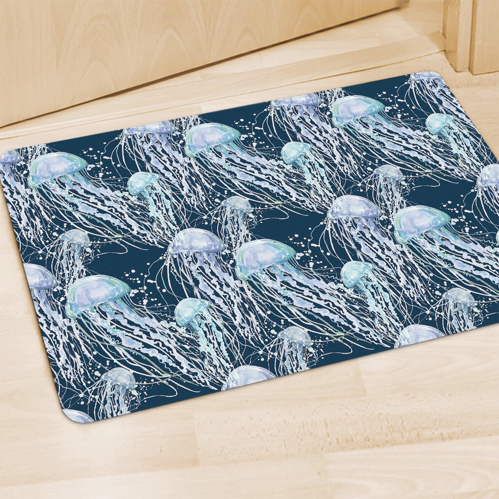 Watercolor Jellyfish Pattern Print Polyester Doormat