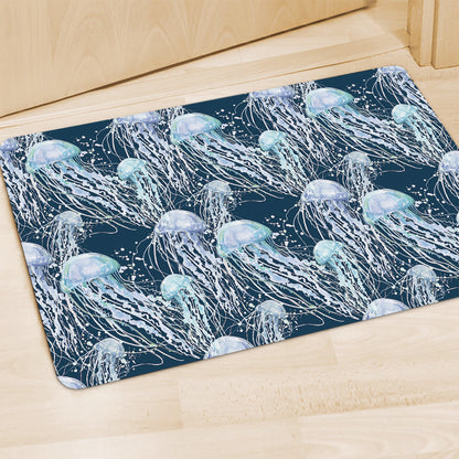 Watercolor Jellyfish Pattern Print Polyester Doormat
