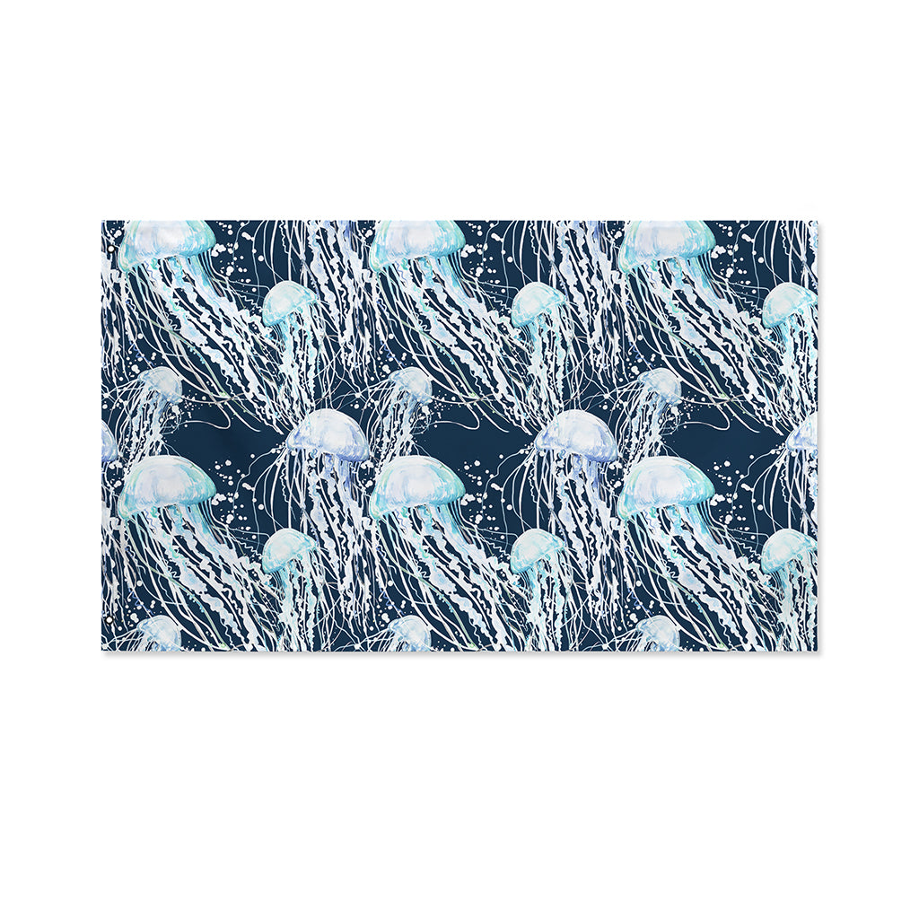 Watercolor Jellyfish Pattern Print Polyester Flag