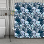 Watercolor Jellyfish Pattern Print Polyester Shower Curtain