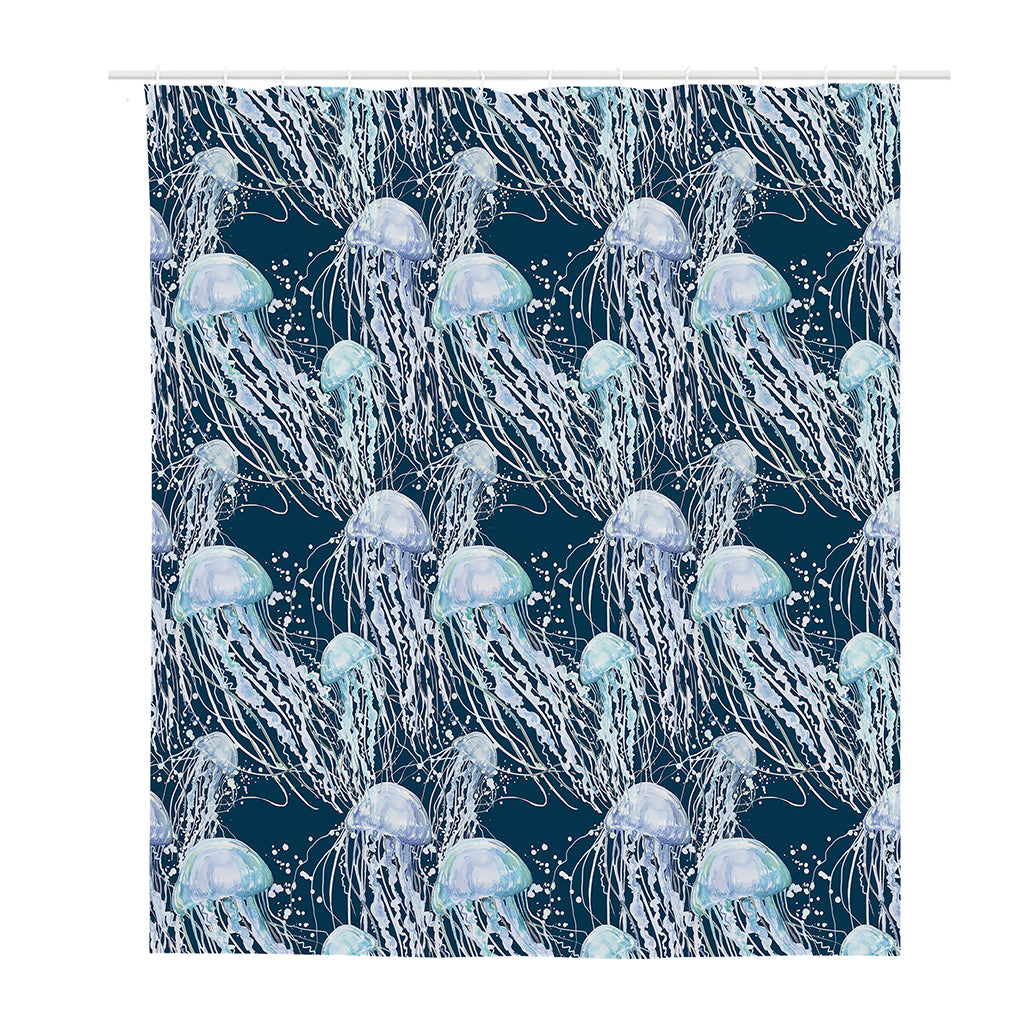 Watercolor Jellyfish Pattern Print Polyester Shower Curtain