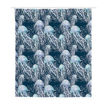 Watercolor Jellyfish Pattern Print Polyester Shower Curtain