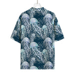 Watercolor Jellyfish Pattern Print Rayon Hawaiian Shirt