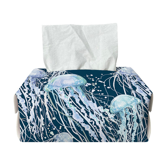 Watercolor Jellyfish Pattern Print Rectangle Tissue Box Cover