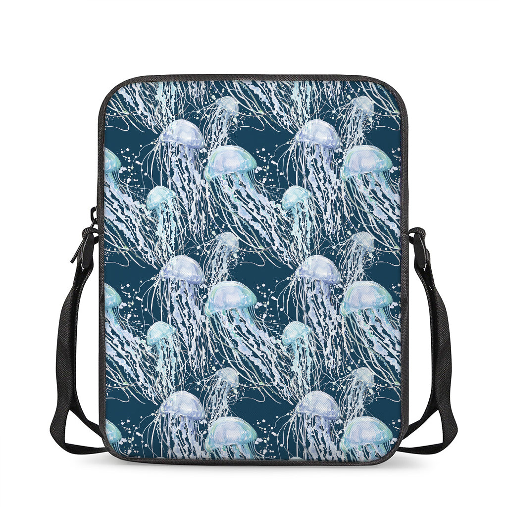 Watercolor Jellyfish Pattern Print Rectangular Crossbody Bag