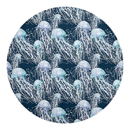 Watercolor Jellyfish Pattern Print Round Blanket