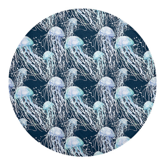 Watercolor Jellyfish Pattern Print Round Blanket
