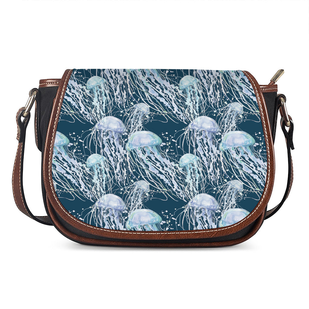 Watercolor Jellyfish Pattern Print Saddle Bag