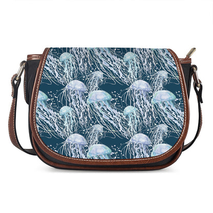 Watercolor Jellyfish Pattern Print Saddle Bag