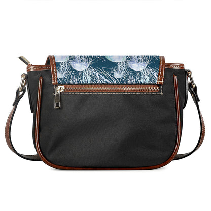 Watercolor Jellyfish Pattern Print Saddle Bag