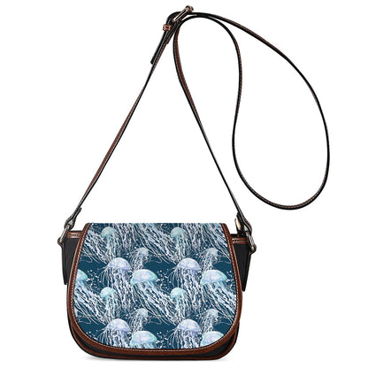 Watercolor Jellyfish Pattern Print Saddle Bag