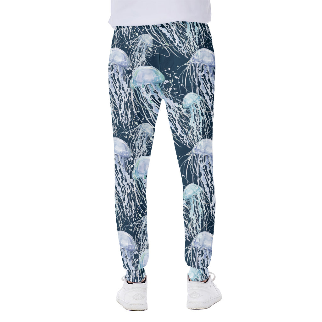 Watercolor Jellyfish Pattern Print Scuba Joggers