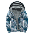 Watercolor Jellyfish Pattern Print Sherpa Lined Zip Up Hoodie