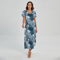 Watercolor Jellyfish Pattern Print Short Sleeve Maxi Dress