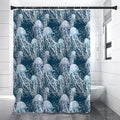 Watercolor Jellyfish Pattern Print Shower Curtain