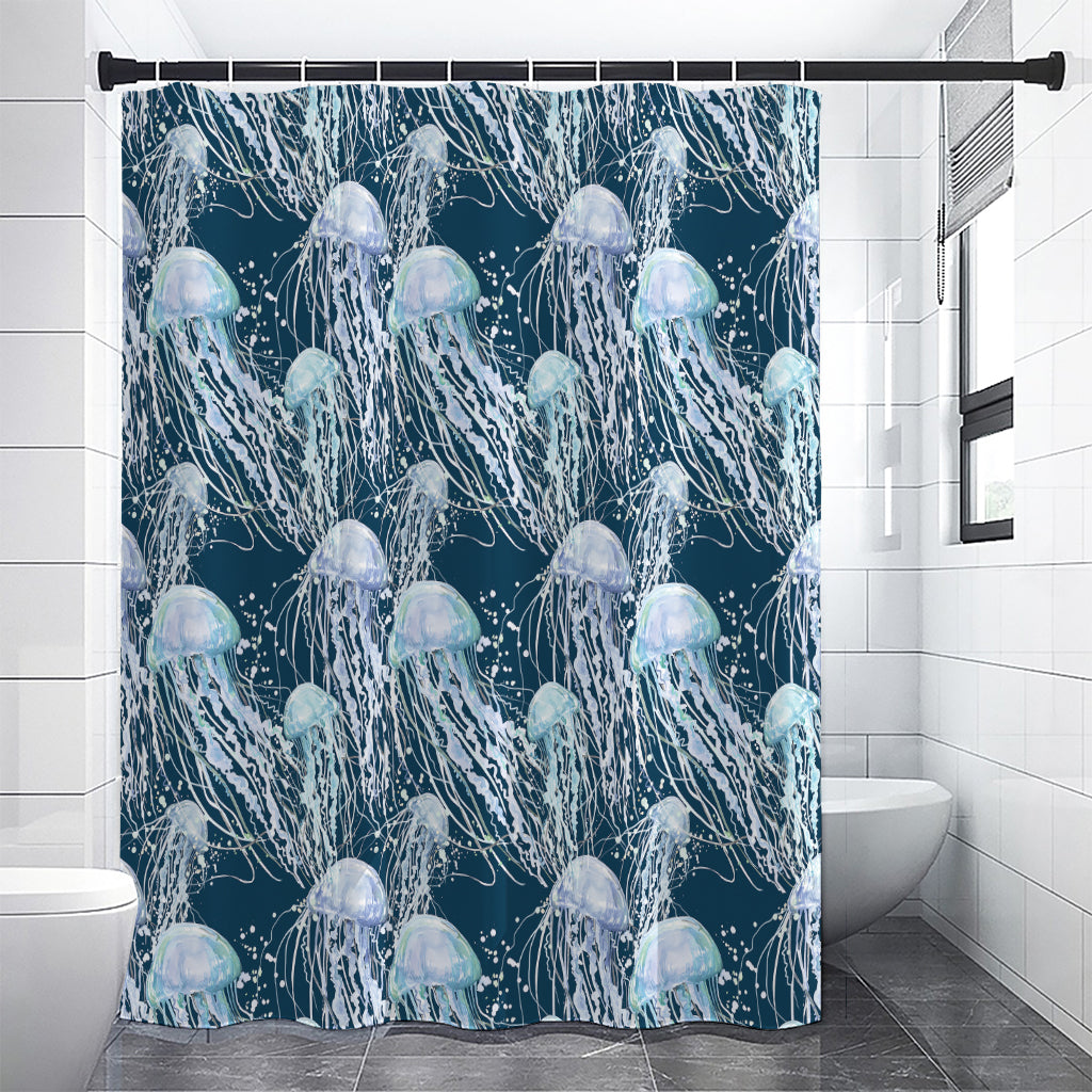 Watercolor Jellyfish Pattern Print Shower Curtain
