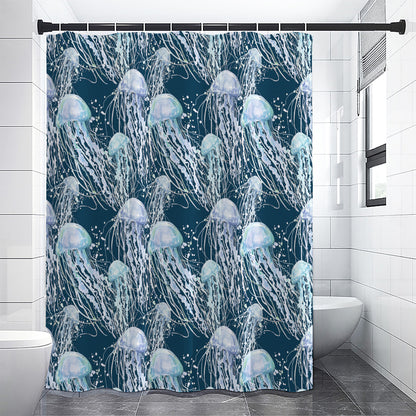 Watercolor Jellyfish Pattern Print Shower Curtain