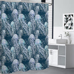 Watercolor Jellyfish Pattern Print Shower Curtain