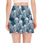 Watercolor Jellyfish Pattern Print Side Slit Mini Skirt