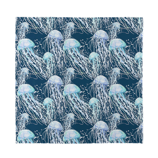 Watercolor Jellyfish Pattern Print Silk Bandana